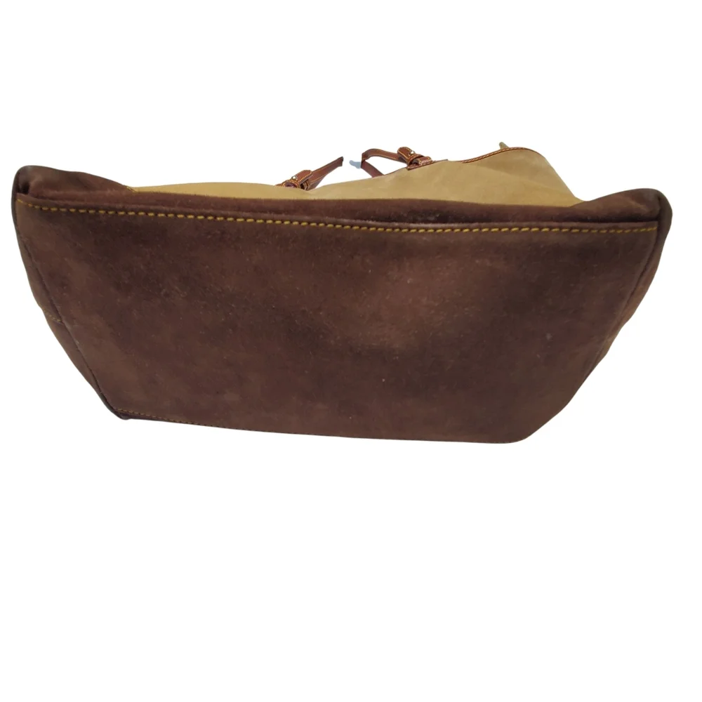 Vintage Dooney & Bourke Suede Leather Tote Bag Tan Boho Feminine - Picture 9 of 11